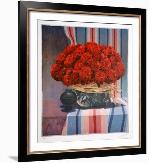 Untitled - Red Floral Arrangement II-Jennifer Carlton-Framed Collectable Print