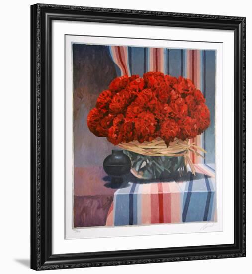 Untitled - Red Floral Arrangement II-Jennifer Carlton-Framed Collectable Print