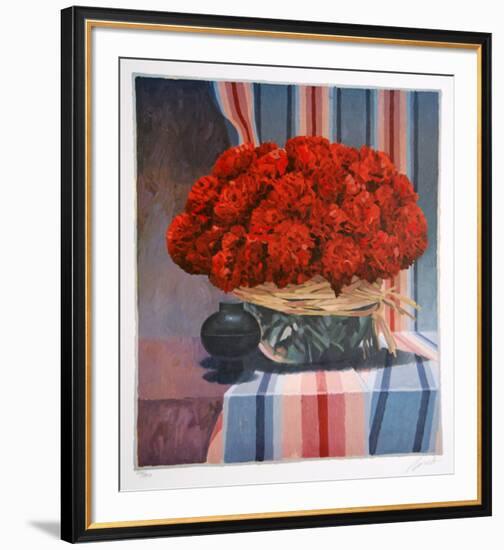 Untitled - Red Floral Arrangement II-Jennifer Carlton-Framed Collectable Print