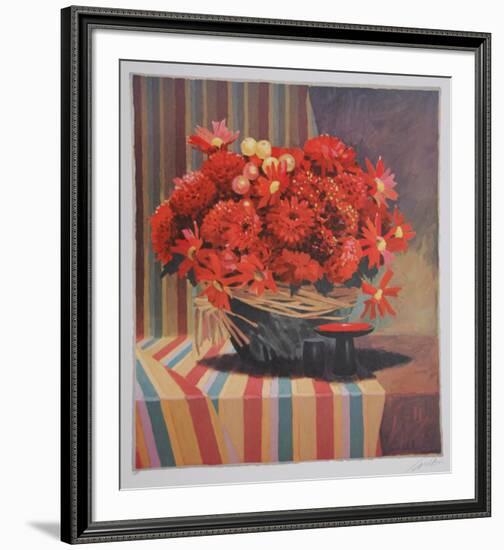 Untitled - Red Floral Arrangement-Jennifer Carlton-Framed Collectable Print