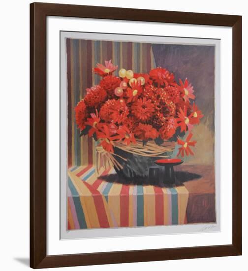 Untitled - Red Floral Arrangement-Jennifer Carlton-Framed Collectable Print