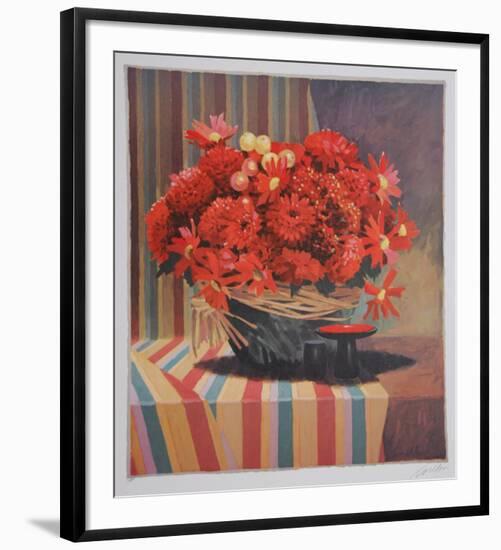 Untitled - Red Floral Arrangement-Jennifer Carlton-Framed Collectable Print