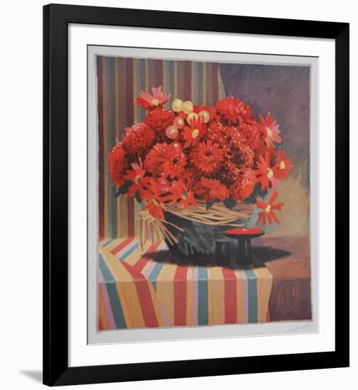 Untitled - Red Floral Arrangement-Jennifer Carlton-Framed Collectable Print