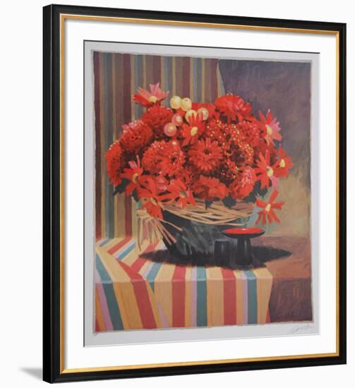 Untitled - Red Floral Arrangement-Jennifer Carlton-Framed Collectable Print