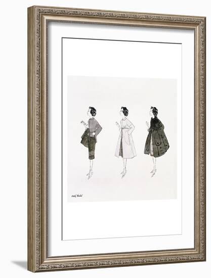 Untitled (Three Female Fashion Figures), c. 1959-Andy Warhol-Framed Art Print