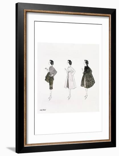 Untitled (Three Female Fashion Figures), c. 1959-Andy Warhol-Framed Art Print