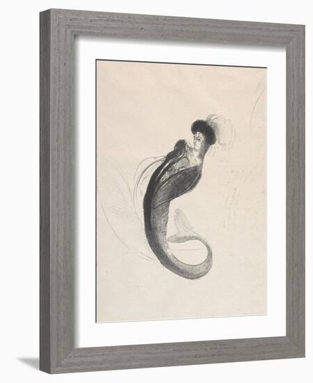 Untitled Trial Lithograph, 1890 (Litho on Wove Paper)-Odilon Redon-Framed Giclee Print