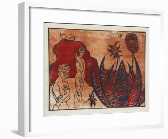 Untitled - Two Nudes and Two Dogs-Martin Barooshian-Framed Limited Edition