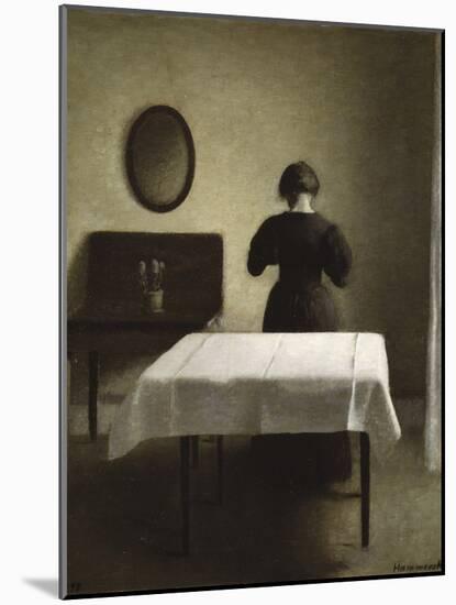 Untitled (Woman with Her Back Turned in a Dark Domestic Interior)-Vilhelm Hammershoi-Mounted Giclee Print