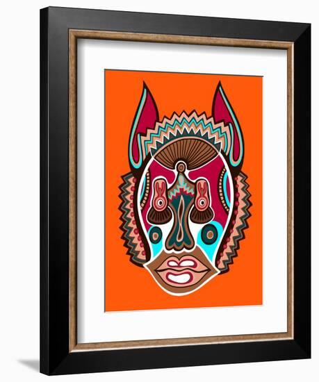 Unusual Ukrainian Traditional Tribal Art in Karakoko Style, Folk Ethnic Animal, Vector Illustration-karakotsya-Framed Art Print