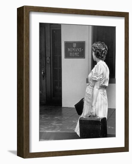 Unwed Mother, 18, Arriving at Salvation Army Maternity Home to Have Her Baby-Ed Clark-Framed Photographic Print