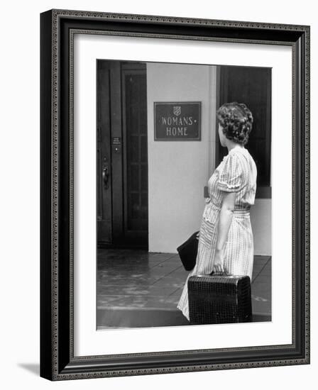 Unwed Mother, 18, Arriving at Salvation Army Maternity Home to Have Her Baby-Ed Clark-Framed Photographic Print