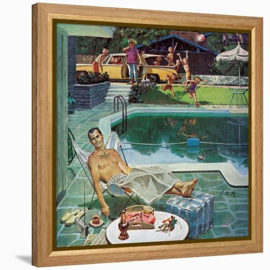 "Unwelcome Pool Guests," July 22, 1961-Thornton Utz-Framed Premier Image Canvas