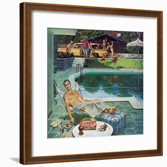 "Unwelcome Pool Guests," July 22, 1961-Thornton Utz-Framed Giclee Print