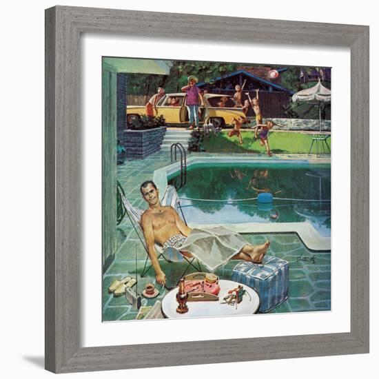 "Unwelcome Pool Guests," July 22, 1961-Thornton Utz-Framed Giclee Print