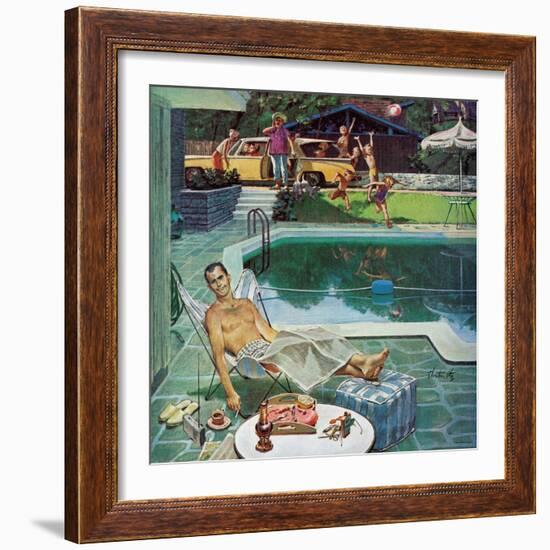 "Unwelcome Pool Guests," July 22, 1961-Thornton Utz-Framed Giclee Print