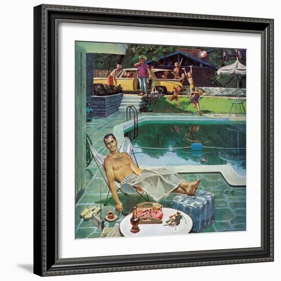 "Unwelcome Pool Guests," July 22, 1961-Thornton Utz-Framed Giclee Print