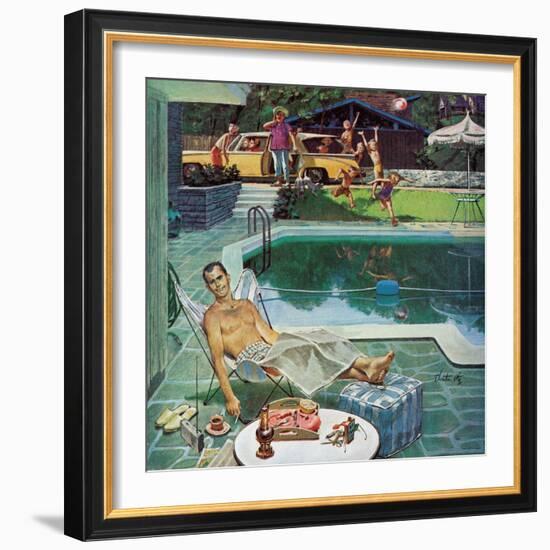 "Unwelcome Pool Guests," July 22, 1961-Thornton Utz-Framed Giclee Print