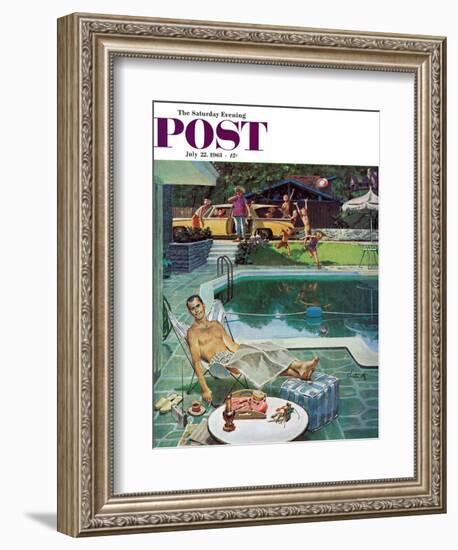 "Unwelcome Pool Guests," Saturday Evening Post Cover, July 22, 1961-Thornton Utz-Framed Giclee Print