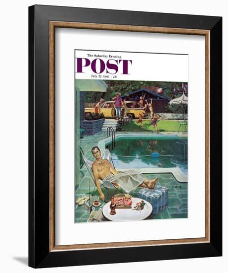 "Unwelcome Pool Guests," Saturday Evening Post Cover, July 22, 1961-Thornton Utz-Framed Giclee Print