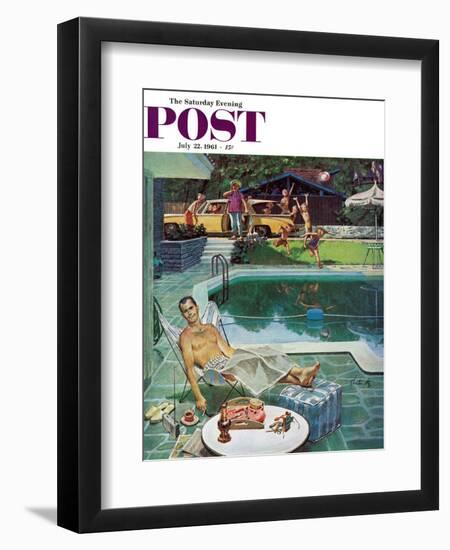 "Unwelcome Pool Guests," Saturday Evening Post Cover, July 22, 1961-Thornton Utz-Framed Giclee Print