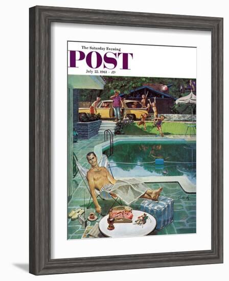 "Unwelcome Pool Guests," Saturday Evening Post Cover, July 22, 1961-Thornton Utz-Framed Giclee Print