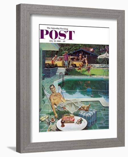 "Unwelcome Pool Guests," Saturday Evening Post Cover, July 22, 1961-Thornton Utz-Framed Giclee Print