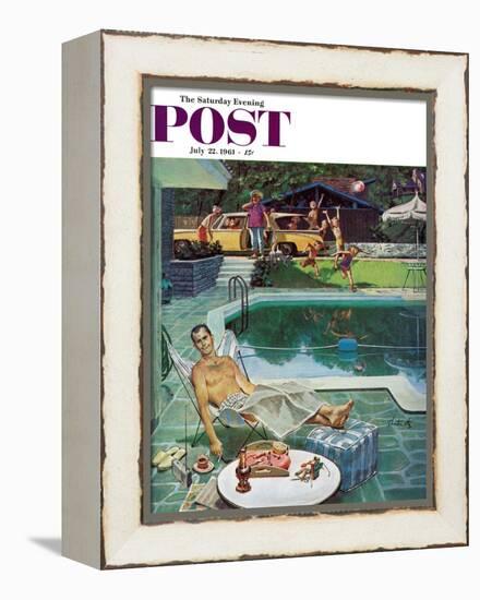 "Unwelcome Pool Guests," Saturday Evening Post Cover, July 22, 1961-Thornton Utz-Framed Premier Image Canvas