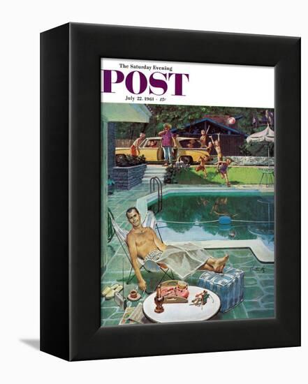 "Unwelcome Pool Guests," Saturday Evening Post Cover, July 22, 1961-Thornton Utz-Framed Premier Image Canvas