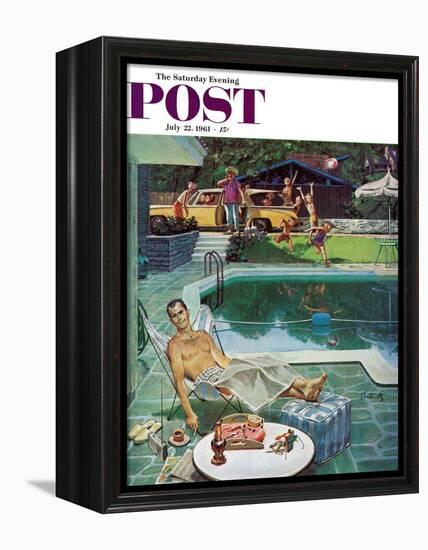 "Unwelcome Pool Guests," Saturday Evening Post Cover, July 22, 1961-Thornton Utz-Framed Premier Image Canvas