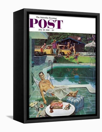 "Unwelcome Pool Guests," Saturday Evening Post Cover, July 22, 1961-Thornton Utz-Framed Premier Image Canvas