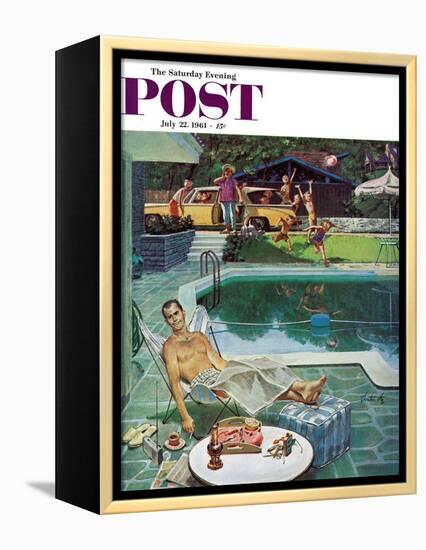 "Unwelcome Pool Guests," Saturday Evening Post Cover, July 22, 1961-Thornton Utz-Framed Premier Image Canvas