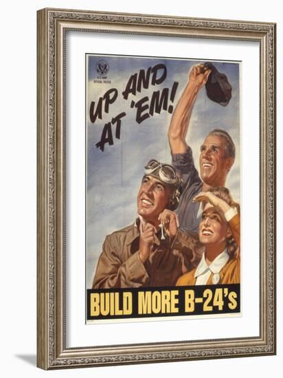 Up and at 'Em! Build More B-24's, WWII Poster-null-Framed Giclee Print