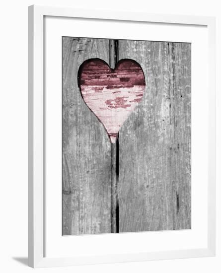 Up & Down Pink Woodcut Heart II-Gail Peck-Framed Photo