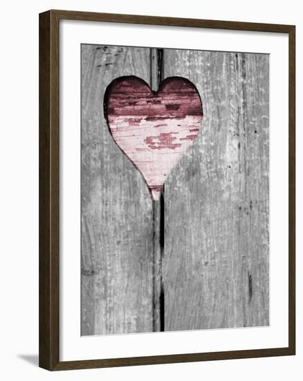 Up & Down Pink Woodcut Heart II-Gail Peck-Framed Photo