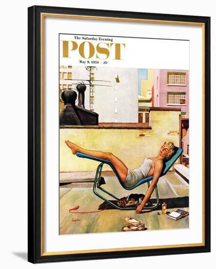 "Up On the Roof" Saturday Evening Post Cover, May 9, 1959-George Hughes-Framed Giclee Print