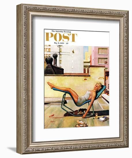 "Up On the Roof" Saturday Evening Post Cover, May 9, 1959-George Hughes-Framed Giclee Print