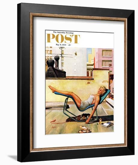 "Up On the Roof" Saturday Evening Post Cover, May 9, 1959-George Hughes-Framed Giclee Print