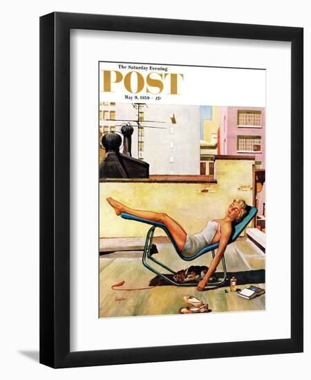 "Up On the Roof" Saturday Evening Post Cover, May 9, 1959-George Hughes-Framed Giclee Print