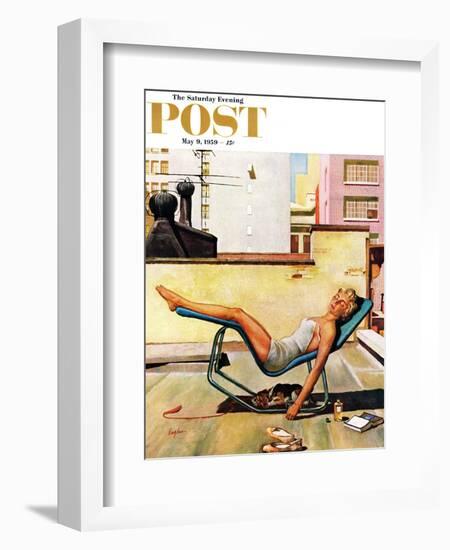 "Up On the Roof" Saturday Evening Post Cover, May 9, 1959-George Hughes-Framed Giclee Print