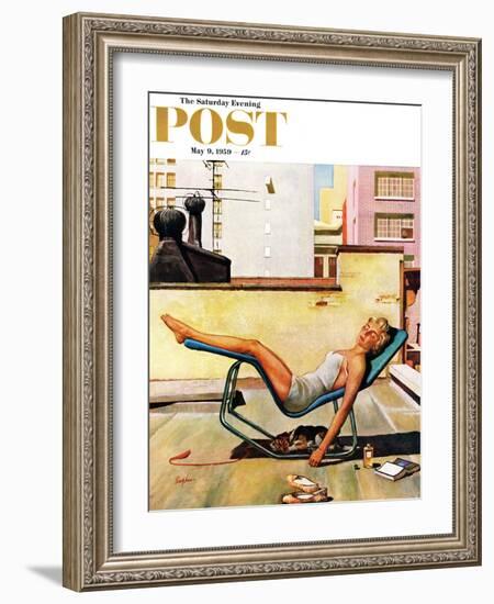 "Up On the Roof" Saturday Evening Post Cover, May 9, 1959-George Hughes-Framed Giclee Print