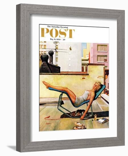 "Up On the Roof" Saturday Evening Post Cover, May 9, 1959-George Hughes-Framed Giclee Print