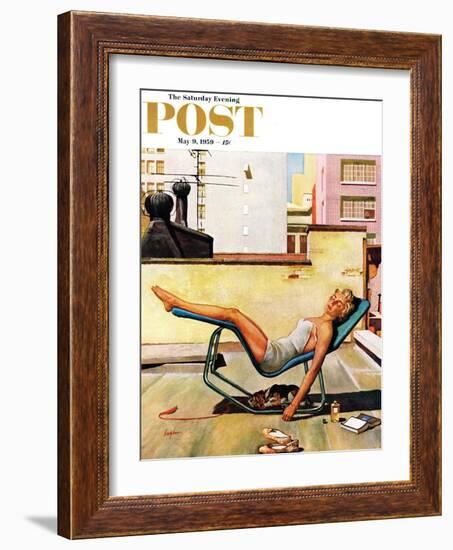 "Up On the Roof" Saturday Evening Post Cover, May 9, 1959-George Hughes-Framed Giclee Print