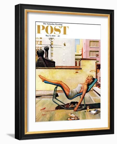 "Up On the Roof" Saturday Evening Post Cover, May 9, 1959-George Hughes-Framed Giclee Print