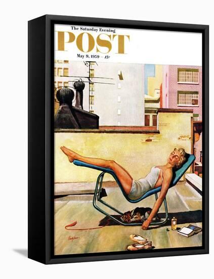 "Up On the Roof" Saturday Evening Post Cover, May 9, 1959-George Hughes-Framed Premier Image Canvas