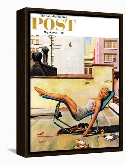 "Up On the Roof" Saturday Evening Post Cover, May 9, 1959-George Hughes-Framed Premier Image Canvas