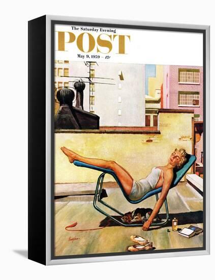 "Up On the Roof" Saturday Evening Post Cover, May 9, 1959-George Hughes-Framed Premier Image Canvas