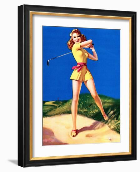 "Up to Par" Vintage Pin-Up-null-Framed Art Print