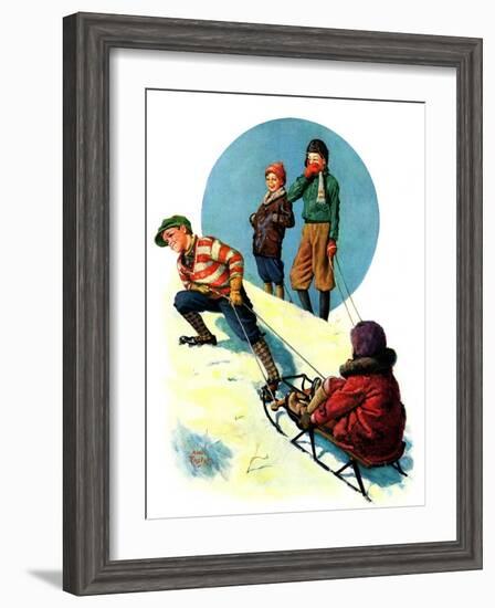 "Uphill Sledding,"March 7, 1931-Alan Foster-Framed Giclee Print