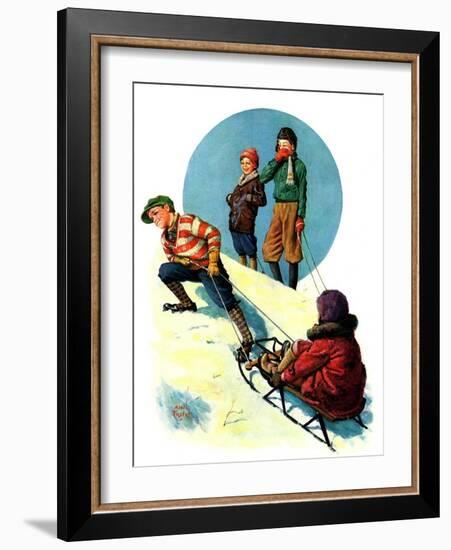 "Uphill Sledding,"March 7, 1931-Alan Foster-Framed Giclee Print